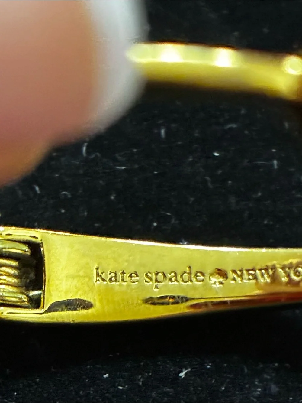 Kate Spade New York Gold Tone enamel, & crystal hinged cuff bracelet